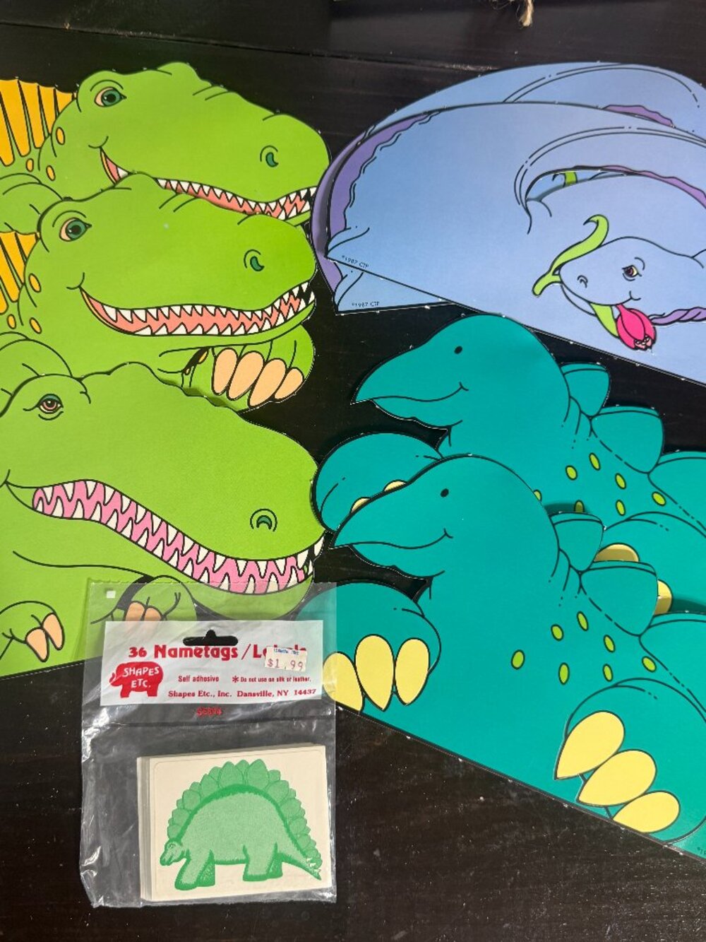 Vintage 1987 Shapes Etc Bulletin Board DINOSAURS Set Nametags New Unused